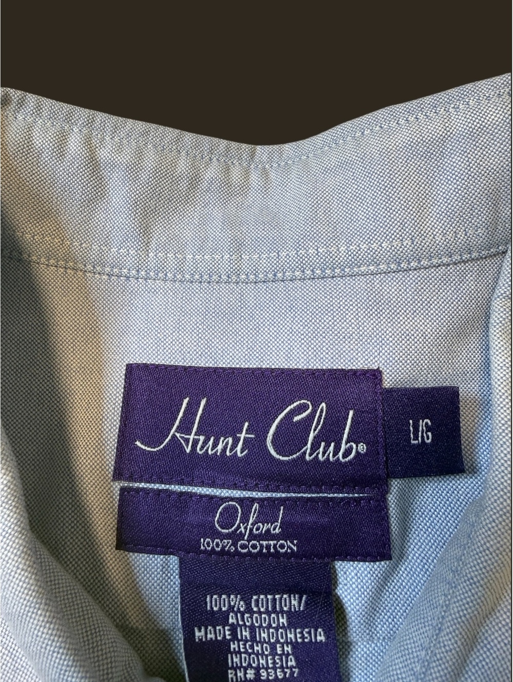 Hunt Club Oxford Shirt Size Large Long Sleeve Blue